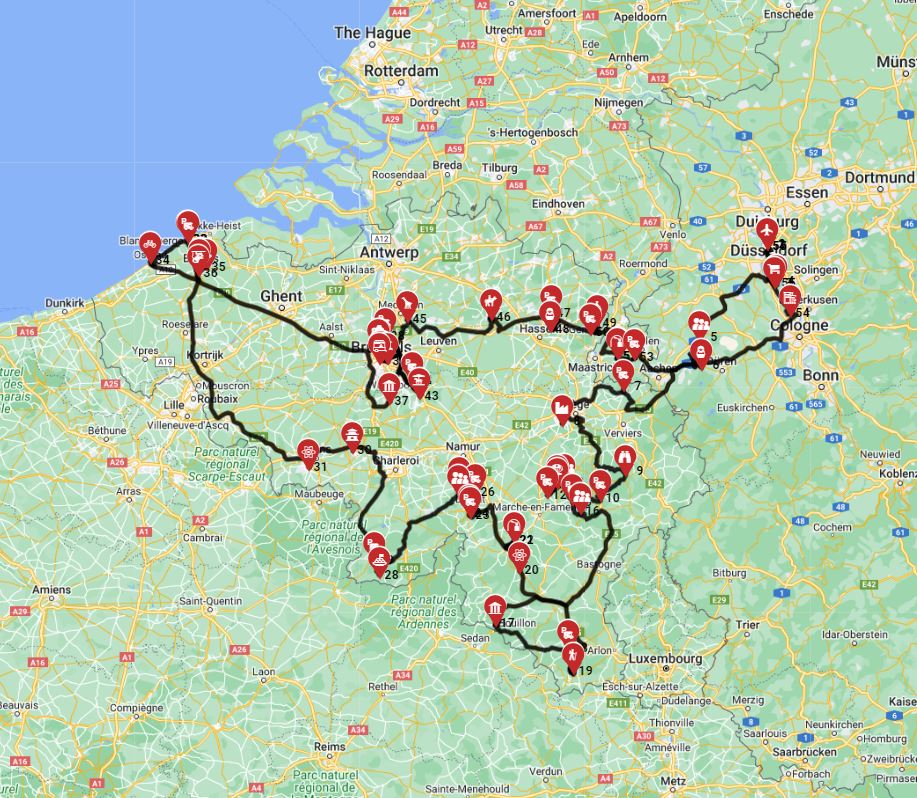Map for Dusseldorf Roundtrip - To Belgian